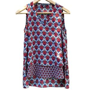 The Limited V-neck Layered Tank Extra Small Flower Pattern Red Blue Black motif